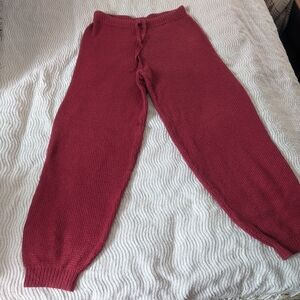 Aerie Red Knit Track Pants Lounge Pants Super Soft